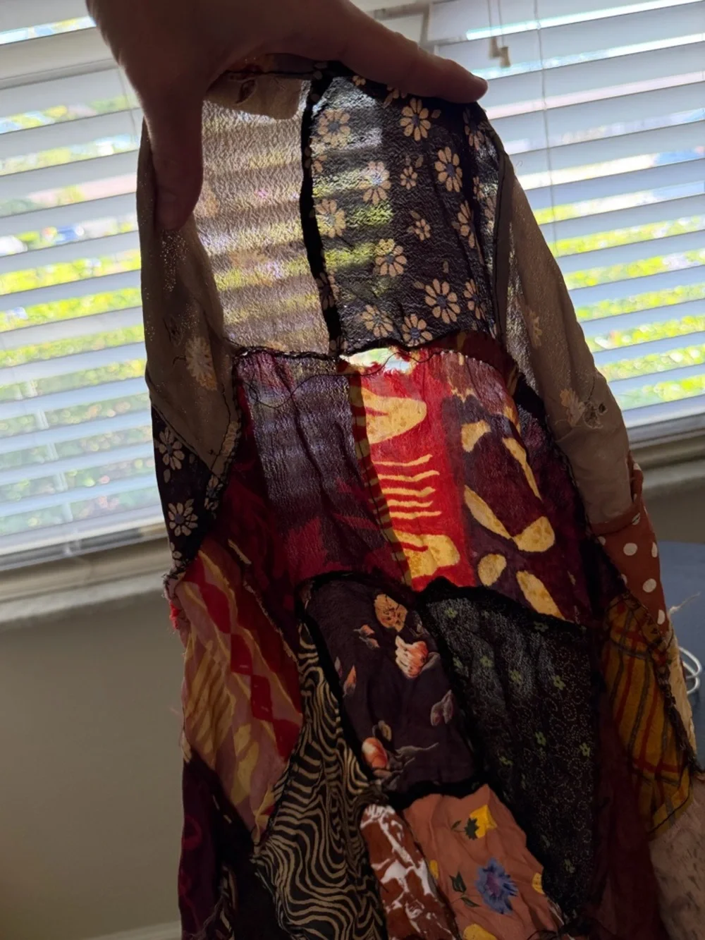 Vintage Patchwork Maxi Skirt Boho Festival Cottagecore Free Size Drawstring‎